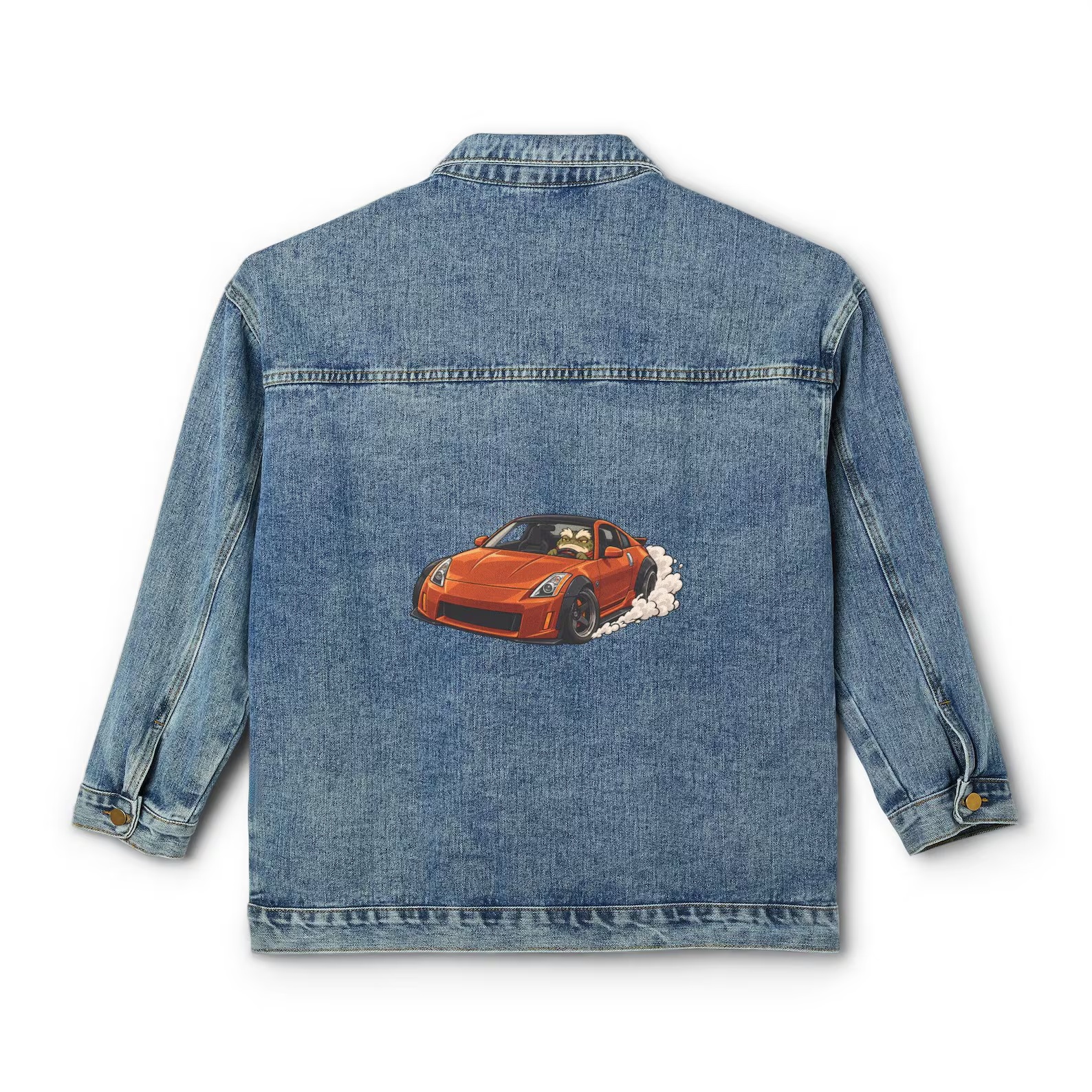Denim jacket with a BRUMTOAD print on the back
